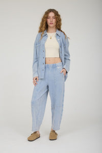 Acid Washed Elastic Waist Knit Joggers
