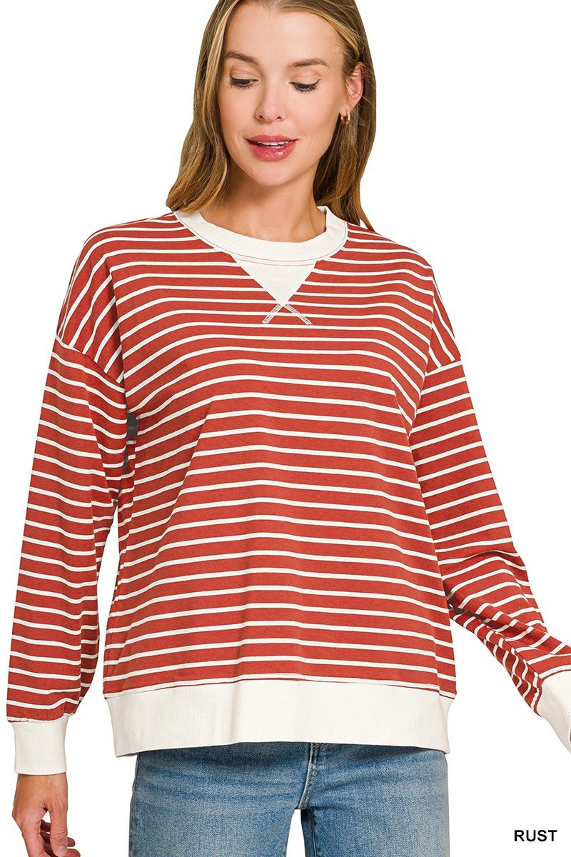 Striped Rib Banded Pullover