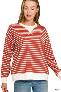 Striped Rib Banded Pullover
