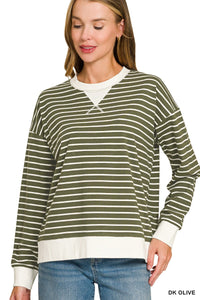 Striped Rib Banded Pullover