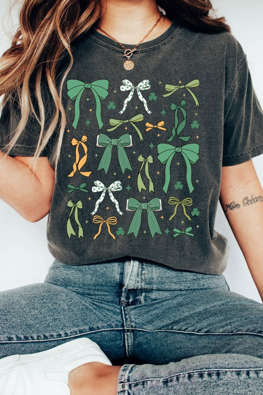 St Patrick's Days Bow Grid Comfort Colors Tee