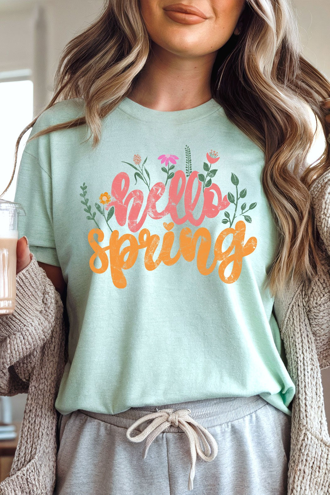 Hello Spring Floral Graphic Tee
