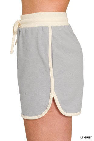 French Terry Contrast Binding Pullover & Shorts