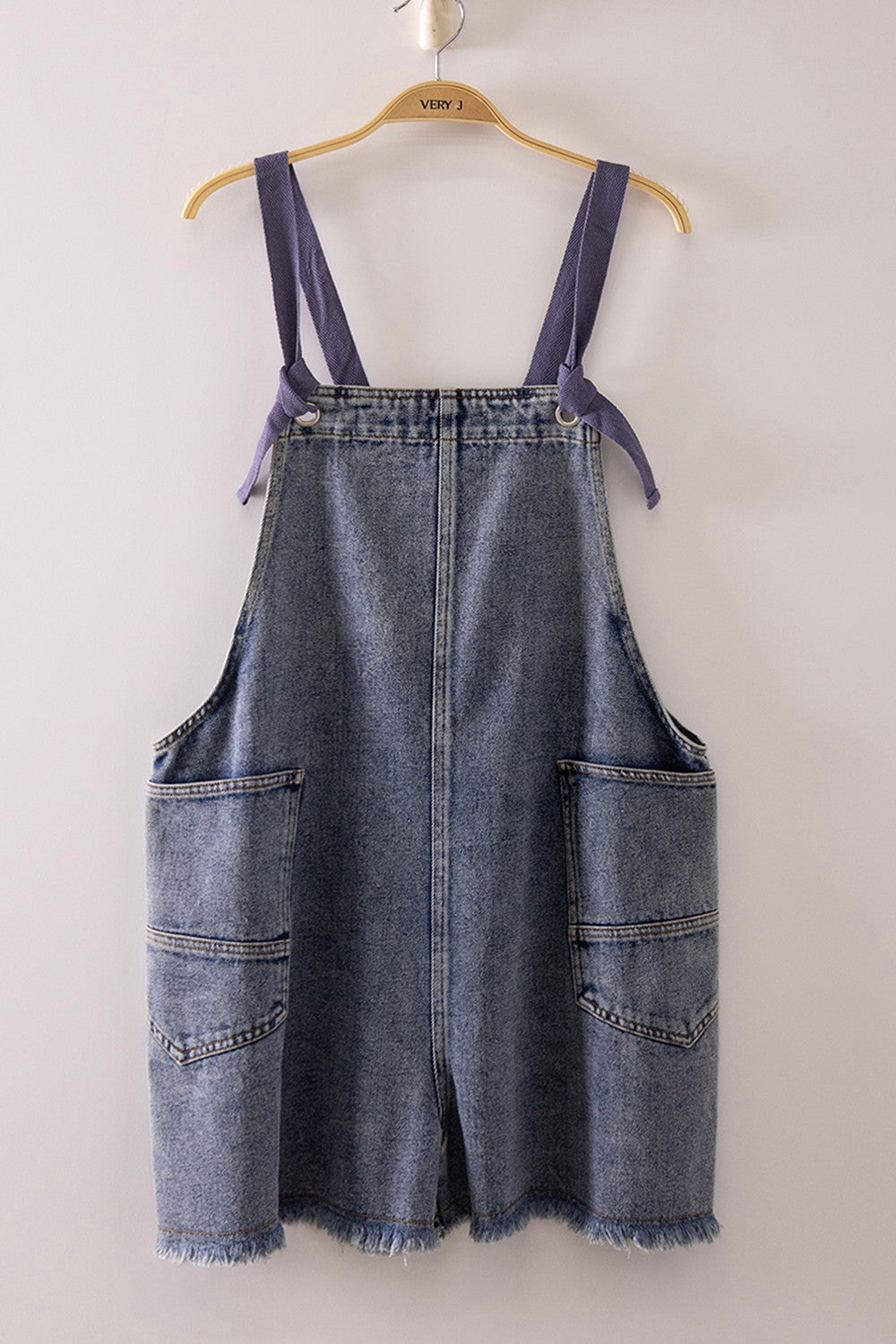 Washed Denim Pocket Overall Romper