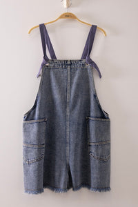Washed Denim Pocket Overall Romper