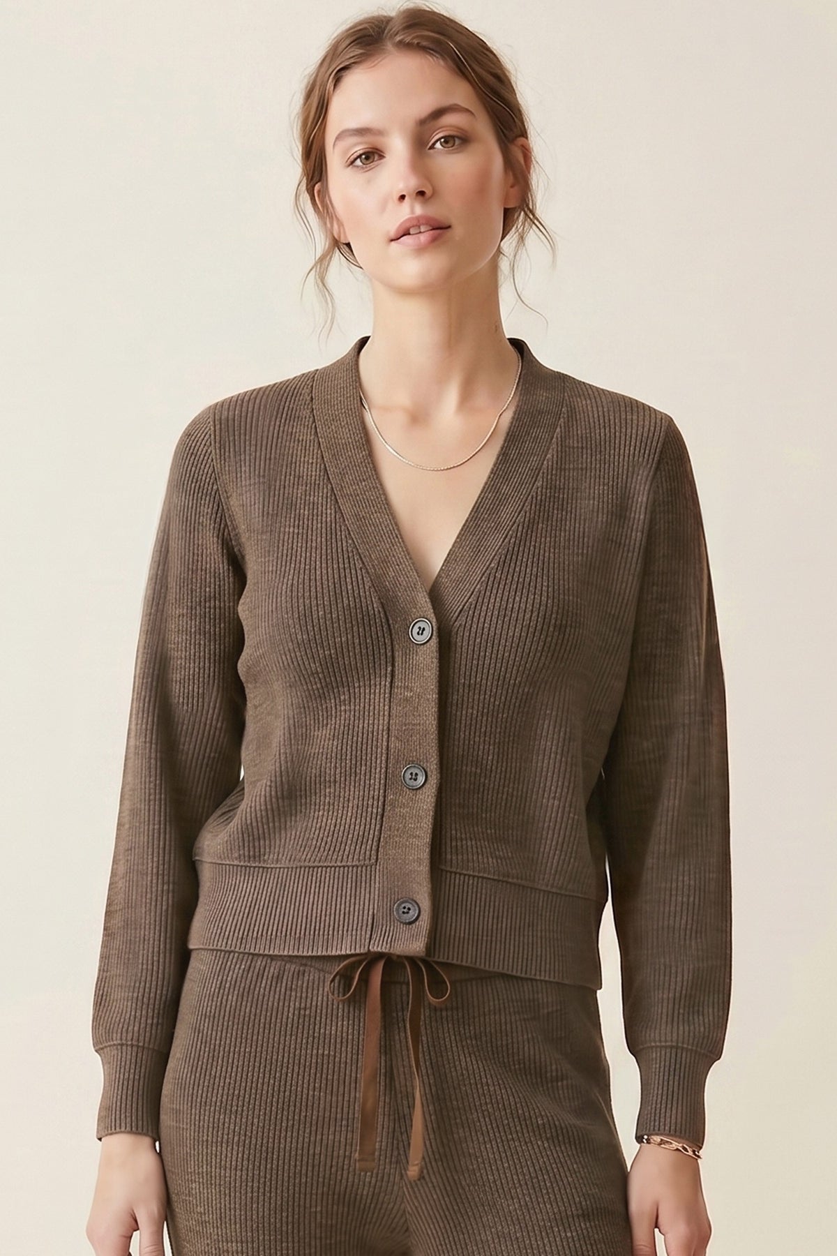 Ribbed Button Down Cardigan