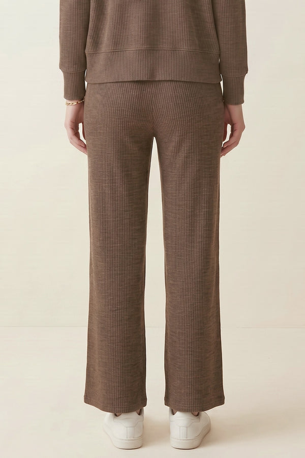 Ribbed Drawstring Wide Leg Pants
