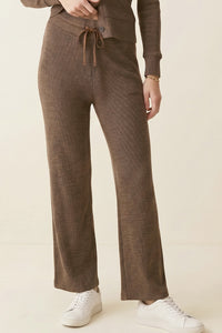 Ribbed Drawstring Wide Leg Pants