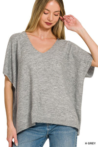 V-neck Short Sleeve Sweater