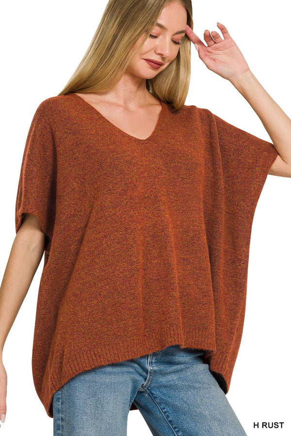 V-neck Short Sleeve Sweater