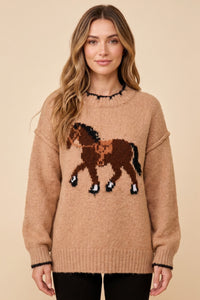 Contrast Detail Horse Sweater