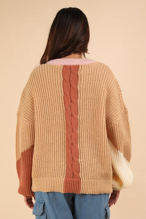 Oversized Color Block Soft Cozy Knit Sweater