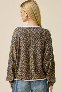 Long Sleeve Leopard Glitter Touchtown Pullover