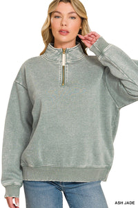 Acid Wash Fleece Half Zip Sweatshirts