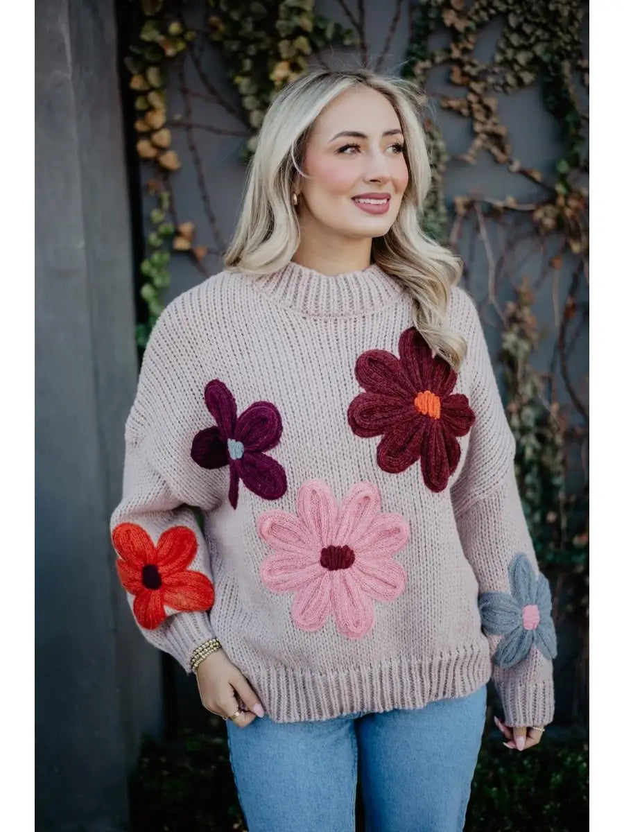 Floral Warm Fall Stitch Sweater