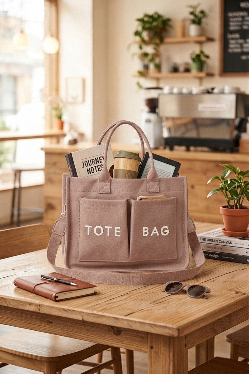 Multi Pocket Canvas Tote Bag