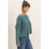 Mineral Wash Waffle Open Back Top
