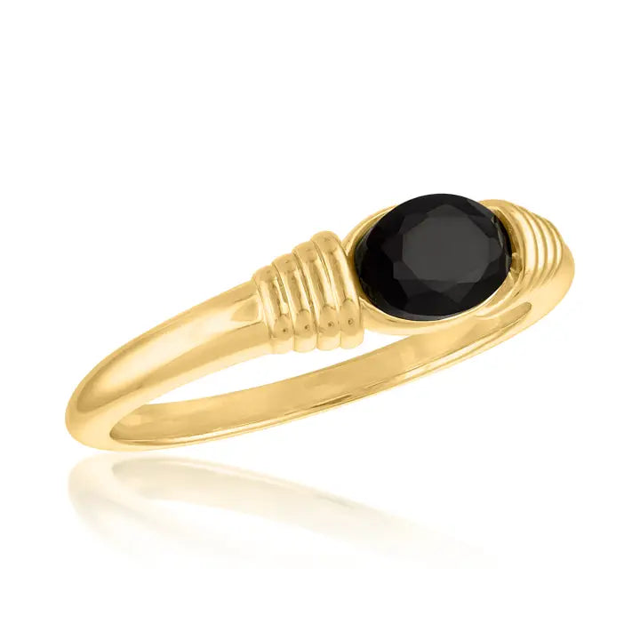 Layers Ring Wire Wrapped Black Diamond Gold Ring