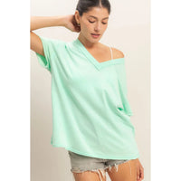 Washed V-Neck Oversized Tee