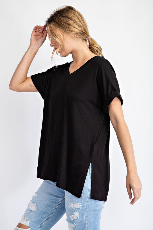 V Neck Short Sleeve Plus Top