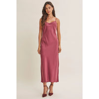 Romance Boat Neck Sweater and Satin Slip Midi Dress Set