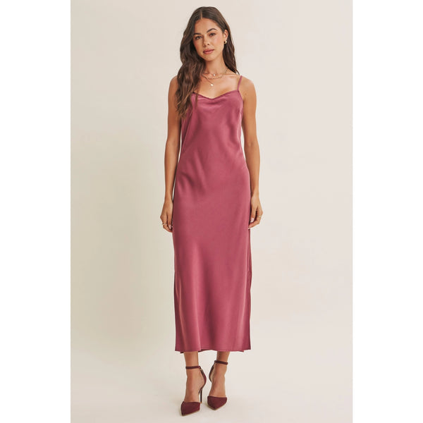 Romance Boat Neck Sweater and Satin Slip Midi Dress Set