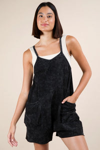 Mineral Washed Sleeveless Knit Plus Romper