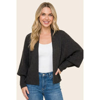 Waffle Batwing Dolman Sleeve Cardigan