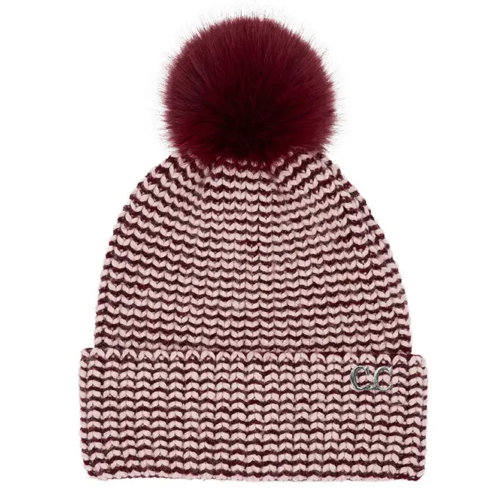 C.C Two Tone Angora Cuff Beanie Winter Hat