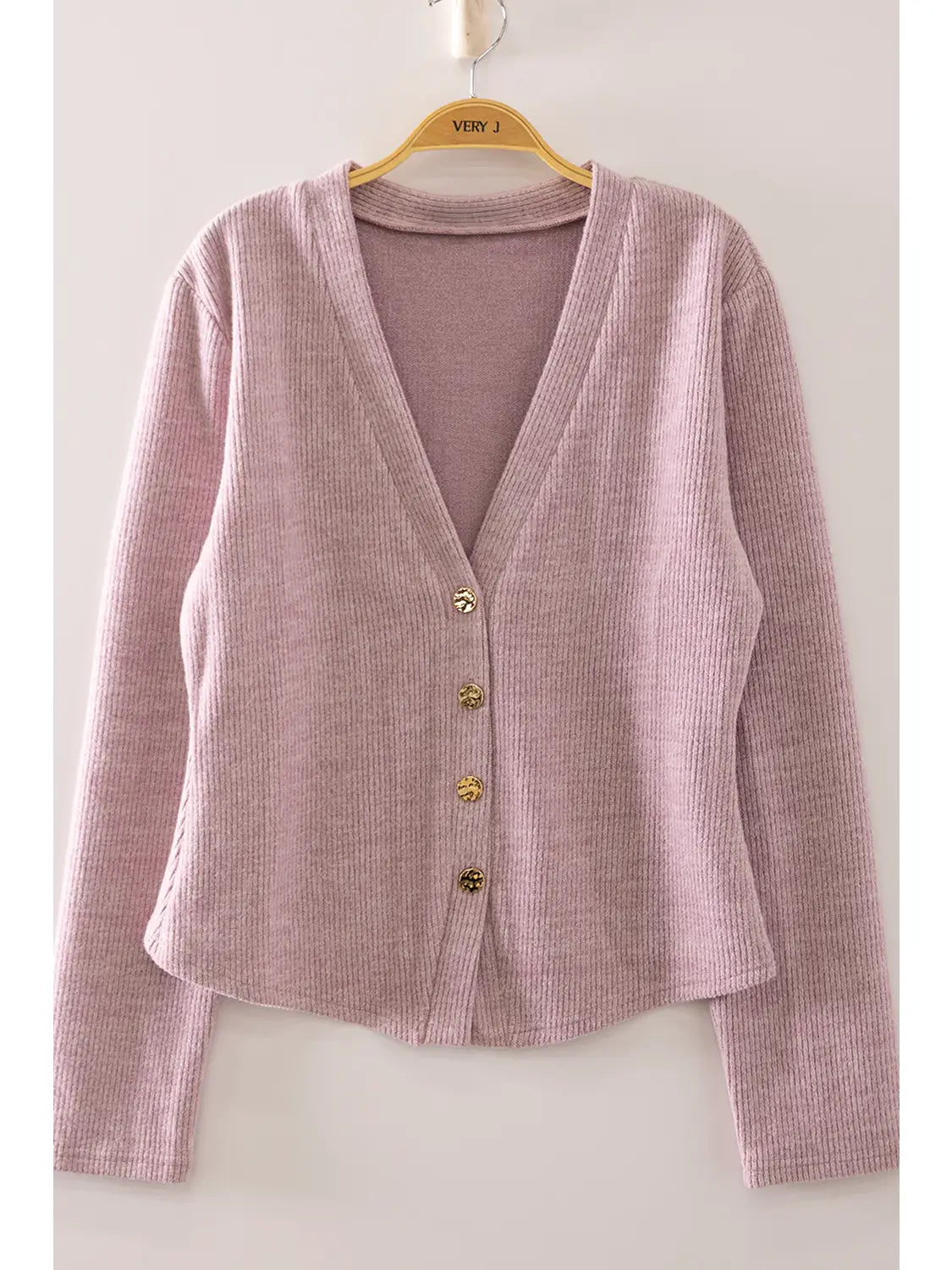 Soft Ribbed V-Neck Cardigan