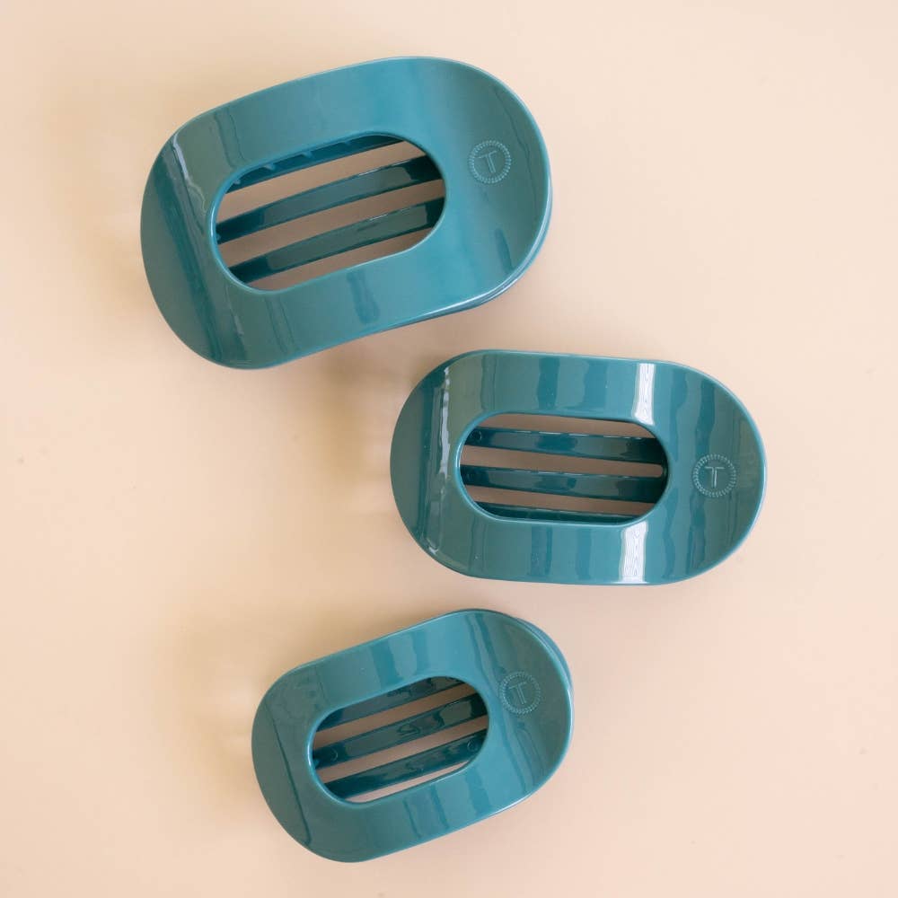 Teal With It | Large| Flat Round Hair Clip