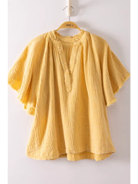 Mineral Washed Gauze Blouse Top