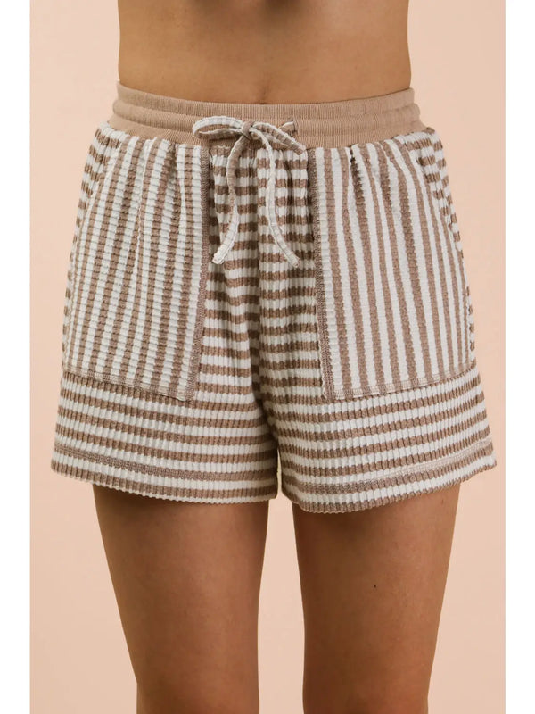 Striped Comfy Knit Top & Shorts Set