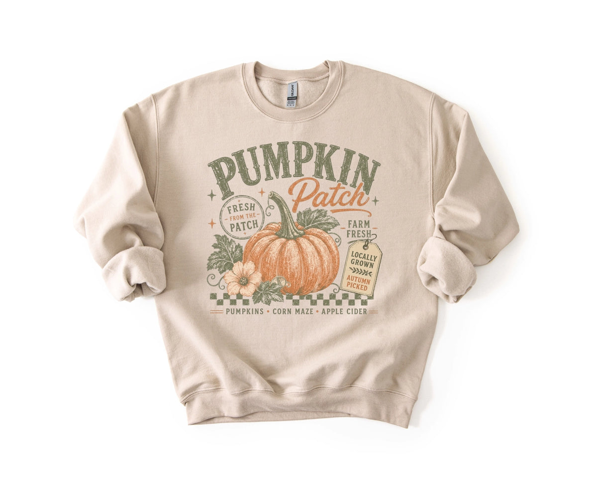 Retro Pumpkin Patch Crew Neck Sweatshirt