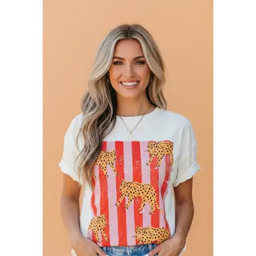 Short Sleeve Cheetah Stripe t-Shirt