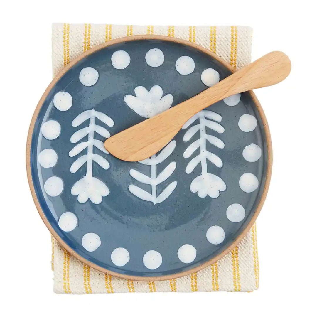 Blue Dotted App Plate Set