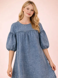 Washed Denim Casual Mini Dress