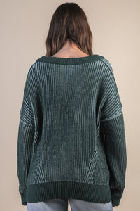 Oversized Two Tone Knit Casual Sweater Top