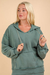 Oversized Brushed French Terry Knit Hoodie Top