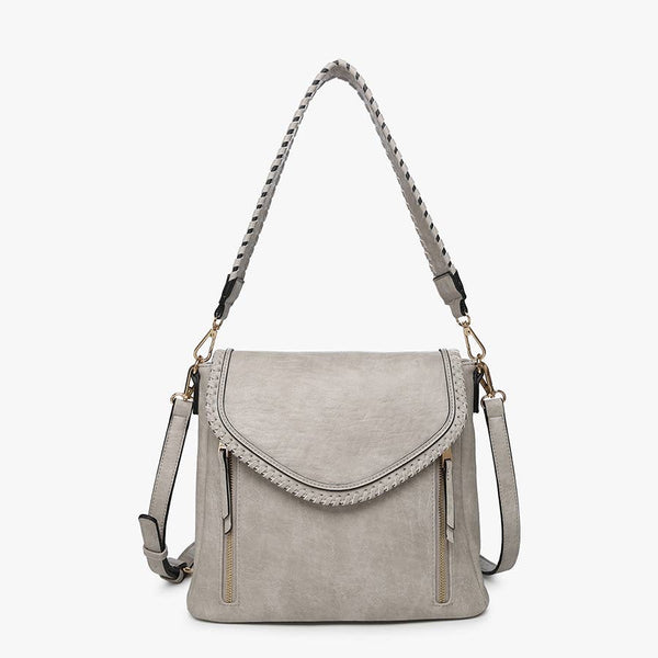 Lorelei Double Zip Whipstitch Trim Crossbody