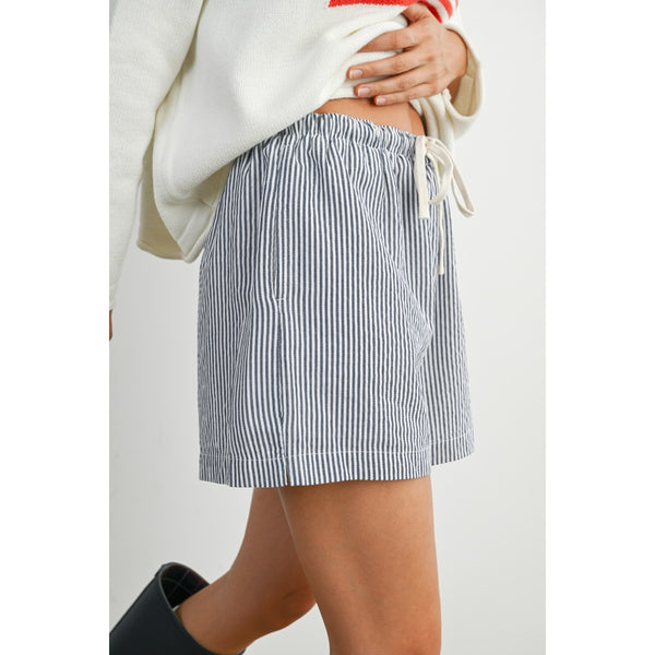 Casual Striped Drawstring Shorts