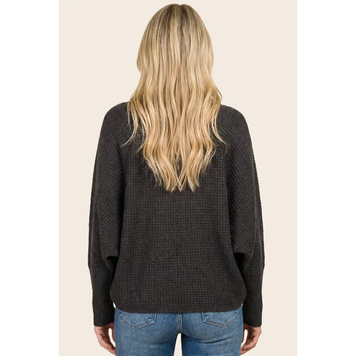 Waffle Batwing Dolman Sleeve Cardigan