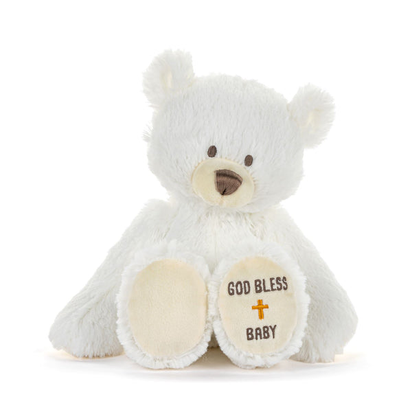 God Bless Baby White Teddy Bear