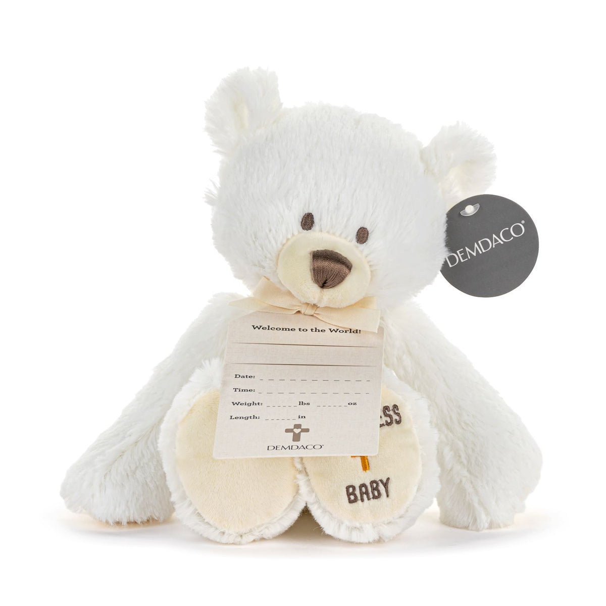 God Bless Baby White Teddy Bear