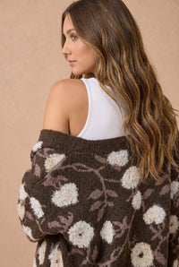 Oversized Floral Jacquard Cardigan
