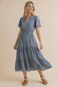 Fit And Flare Floral Patchwork Woven Dress