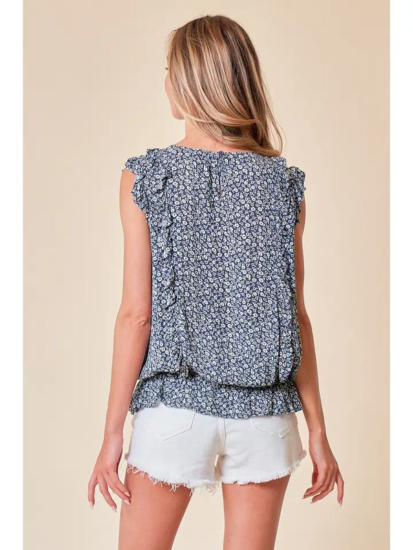 Printed Frilled Blouse