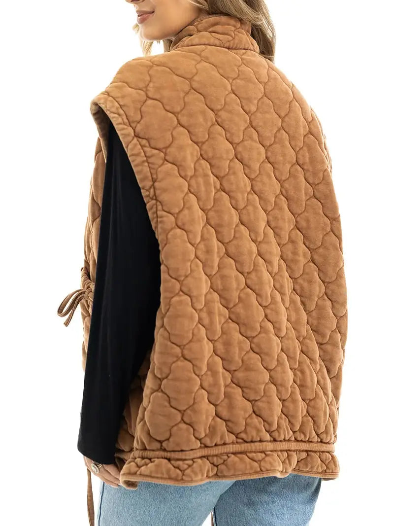 Oversized Garment Washed Quilted Vests