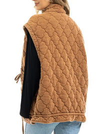Oversized Garment Washed Quilted Vests