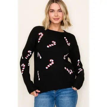 Candy Cane Sequin Sweater